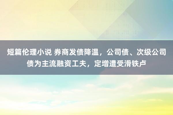 短篇伦理小说 券商发债降温，公司债、次级公司债为主流融资工夫，定增遭受滑铁卢