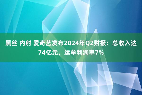 黑丝 内射 爱奇艺发布2024年Q2财报：总收入达74亿元，运牟利润率7%