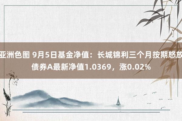 亚洲色图 9月5日基金净值：长城锦利三个月按期怒放债券A最新净值1.0369，涨0.02%