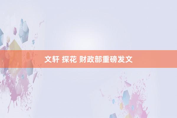 文轩 探花 财政部重磅发文