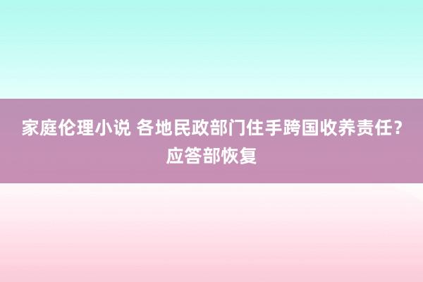 家庭伦理小说 各地民政部门住手跨国收养责任？应答部恢复